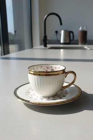 Florena Altın Yaldızlı Kabartmalı Porselen Türk Kahvesi Fincan Takımı 6’lı 90 cc-Pembe/Mor