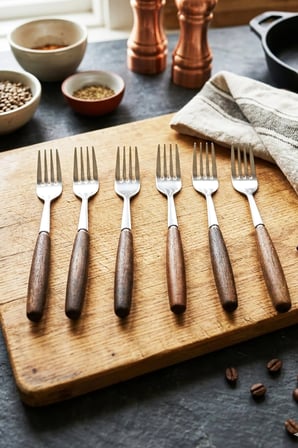 Lunvera Akasya Saplı 6’lı Tatlı Çatalı Seti – Paslanmaz Çelik Pasta Meyve Tatlı Çatalı 15 cm
