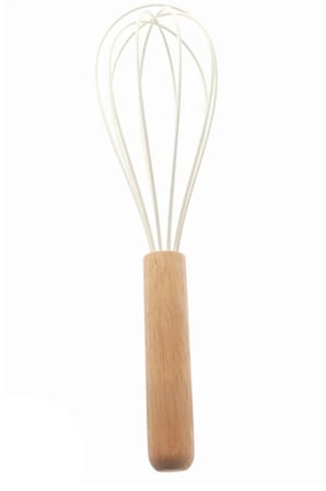Bambu Saplı Silikon Yumurta Çırıpıcı - Çırpma Teli 24 cm Krem