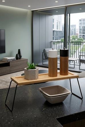 Telly Metal Ayaklı Bambu Tezgâh Üstü Düzenleyici Raf/Sunumluk/ Organizer 36x12x15 cm