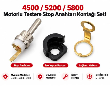 Algaride Motorlu Testere 4500 5200  5800 Uyumlu Stop Anahtarı Kontağı Seti  Dayanıklı Stop Düğmesi Tamir Parça