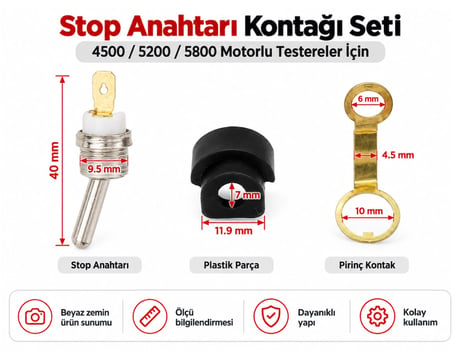 Algaride Motorlu Testere 4500 5200  5800 Uyumlu Stop Anahtarı Kontağı Seti  Dayanıklı Stop Düğmesi Tamir Parça