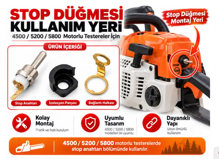 Algaride Motorlu Testere 4500 5200  5800 Uyumlu Stop Anahtarı Kontağı Seti  Dayanıklı Stop Düğmesi Tamir Parça