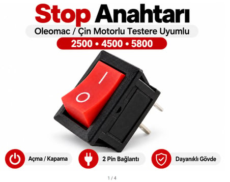 Algaride Oleomac Uyumlu Motorlu Testere Stop Anahtarı Açma/Kapama Şalteri 2500 / 4500 / 5800 Modellerle Uyumlu