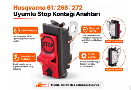 Algaride Husqvarna 61  268  272 Uyumlu Motorlu Testere Stop Kontağı Anahtarı  Motor Durdurma Şalteri
