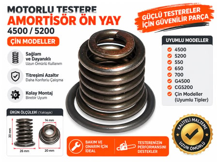 Algaride 4500  5200 ve Hyundai Uyumlu Motorlu Testere Amortisör Ön Yay Titreşim Emici Dayanıklı Yedek Parça