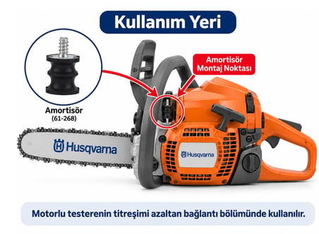 Algaride Husqvarna 61  268 Uyumlu Motorlu Testere Amortisörü  Küçük Kalın Diş Titreşim Sönümleyici Kauçuk Takoz Yedek Parça
