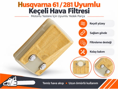 Algaride Husqvarna 61  281 Uyumlu Keçeli Hava Filtresi  Motorlu Testere Hava Emme Filtresi Yedek Parça