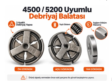 Algaride 4500  5200 Çin Motorlu Testere Uyumlu Debriyaj Balatası  3 Ayaklı Yaylı Kavrama Yedek Parça