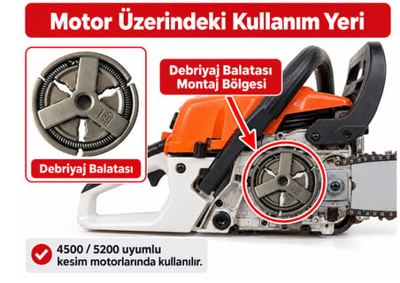 Algaride 4500  5200 Çin Motorlu Testere Uyumlu Debriyaj Balatası  3 Ayaklı Yaylı Kavrama Yedek Parça