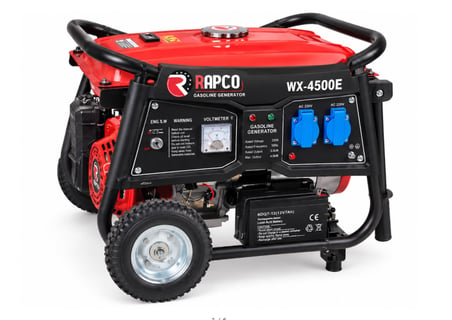 Algaride Rapc WX-4500E Benzinli Jeneratör 4.5 Kva Uzaktan Kumandalı Marşlı  İpli Monofaze 220V Tekerlekli Güç Ünitesi