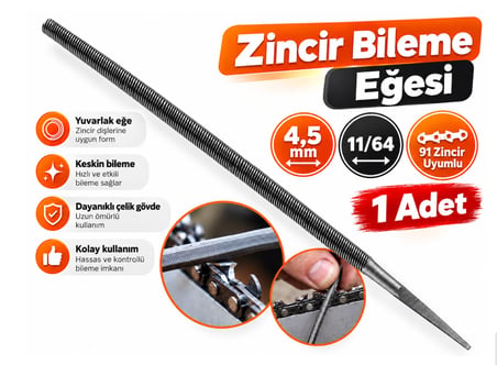 Algaride 4,5 mm 11/64 Motorlu Testere Zincir Eğesi  91 Tip Zincir Uyumlu Yuvarlak Bileme Eğesi 1Adet