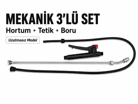 ALGARIDE İlaçlama Makinesi Mekanik 3'lü Set  Hortum  Pompa Kolu Boru İlaçlama Makinesi Yedek Parça Seti