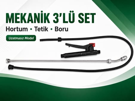 ALGARIDE İlaçlama Makinesi Mekanik 3'lü Set  Hortum  Pompa Kolu Boru İlaçlama Makinesi Yedek Parça Seti