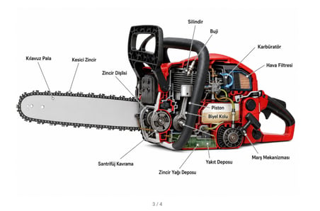 Algaride Wedo CS581 54.5 cc Benzinli Motorlu Testere 2.4kW 50 cm Pala 3/25 Zincir Profesyonel Ağaç Kesim Motoru