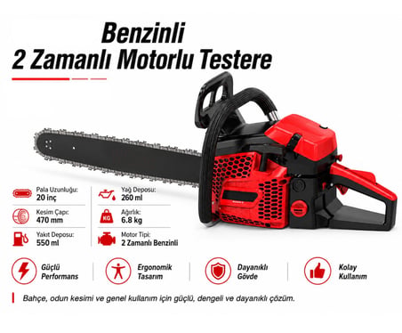 Algaride Wedo wgh6300 Benzinli Motorlu Testere 20cm kılavuz Güçlü ve Dayanıklı Ağaç Kesim Motoru