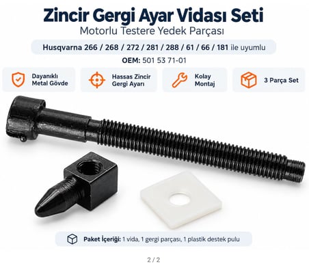 Algaride Motorlu testere Husqvarna 61 268 272 281 288 66 181 Uyumlu Zincir Gergi Ayar Vidası Seti 