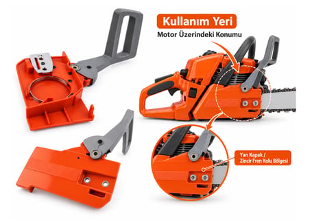 Algaride Husqvarna 51 55 Uyumlu Motorlu Testere Komple Yan Kapak  Zincir Fren Kollu  Kapağı ve İç Mekanizma