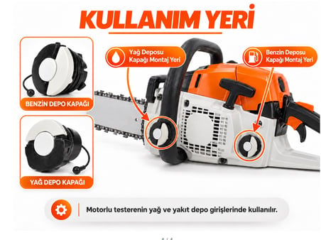 Algaride Stıhl Uyumlu Motorlu Testere Yağ ve Benzin Depo Kapağı Seti MS171 181 210 250 290 360 361 380 390