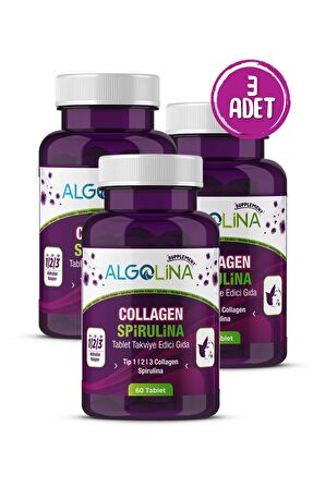 Collagen+spirulina Tablet Takviye Edici Gıda -1260 Mg 60 Tablet-(kolajen Tip 123) (3 Adet)