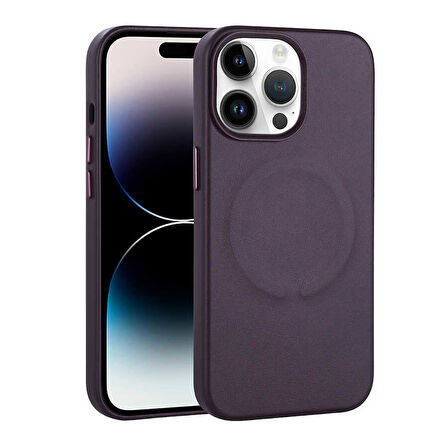 Apple iPhone 14 Pro Kılıf PU Deri M-safe Wireless Şarj Özellikli  Derix Kapak