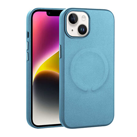 Apple iPhone 14 Plus Kılıf PU Deri M-safe Wireless Şarj Özellikli  Derix Kapak