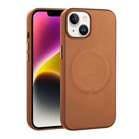 Apple iPhone 14 Plus Kılıf PU Deri M-safe Wireless Şarj Özellikli  Derix Kapak