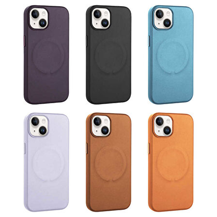 Apple iPhone 14 Plus Kılıf PU Deri M-safe Wireless Şarj Özellikli  Derix Kapak