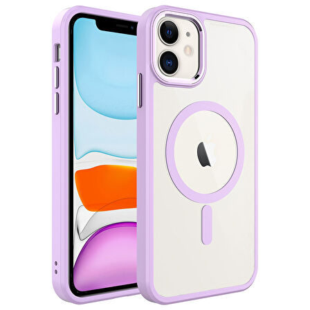Apple iPhone 11 Kılıf Wireless Şarj Özellikli  Krom M-safe Silikon Kapak