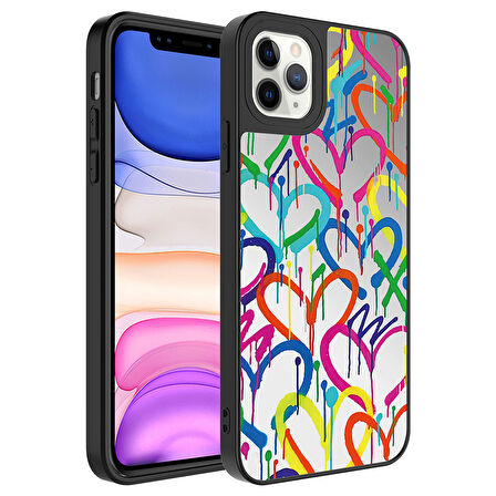 Apple iPhone 11 Pro Kılıf Aynalı Desenli Kamera Korumalı Parlak  Mirror Kapak