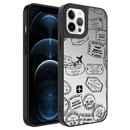 Apple iPhone 12 Pro Max Kılıf Aynalı Desenli Kamera Korumalı Parlak  Mirror Kapak