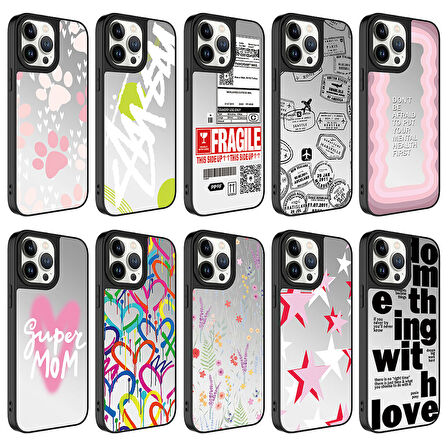 Apple iPhone 13 Pro Max Kılıf Aynalı Desenli Kamera Korumalı Parlak  Mirror Kapak