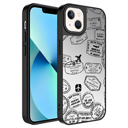 Apple iPhone 13 Kılıf Aynalı Desenli Kamera Korumalı Parlak  Mirror Kapak