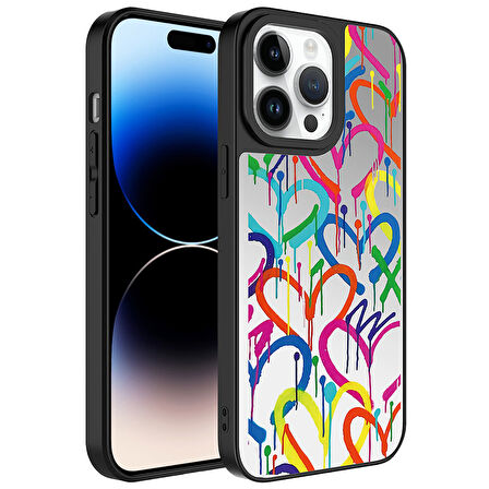 Apple iPhone 14 Pro Max Kılıf Aynalı Desenli Kamera Korumalı Parlak  Mirror Kapak