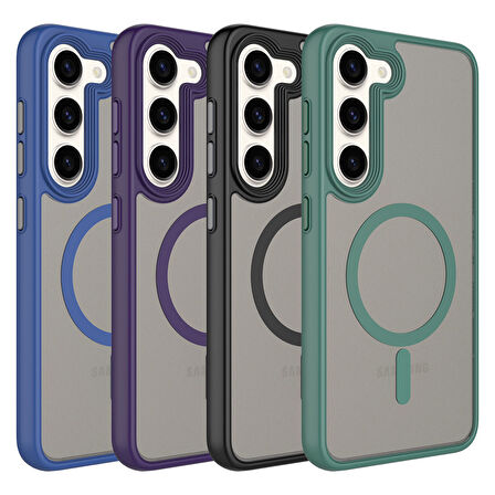 Galaxy S23 Kılıf Mat Arka Yüzey Wireless Şarj Özellikli  Flet M-safe Kapak