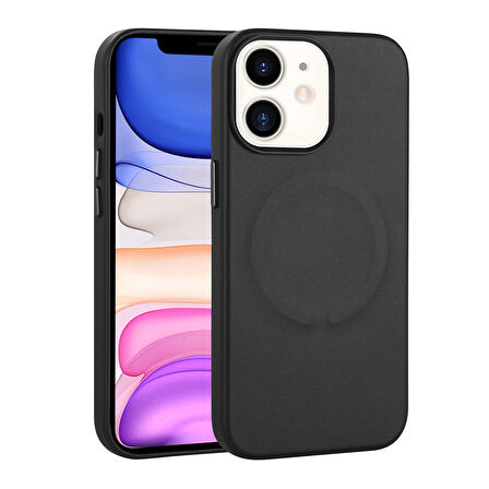 Apple Uyumlu iPhone 11 Kılıf PU Deri M-safe Wireless Şarj Özellikli  Derix Kapak