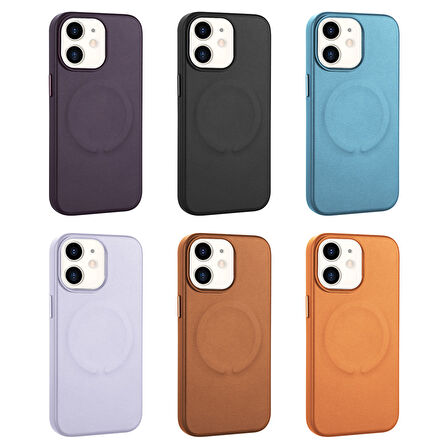 Apple Uyumlu iPhone 11 Kılıf PU Deri M-safe Wireless Şarj Özellikli  Derix Kapak