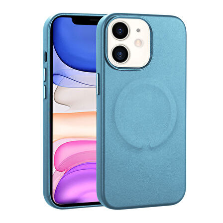 Apple Uyumlu iPhone 11 Kılıf PU Deri M-safe Wireless Şarj Özellikli  Derix Kapak