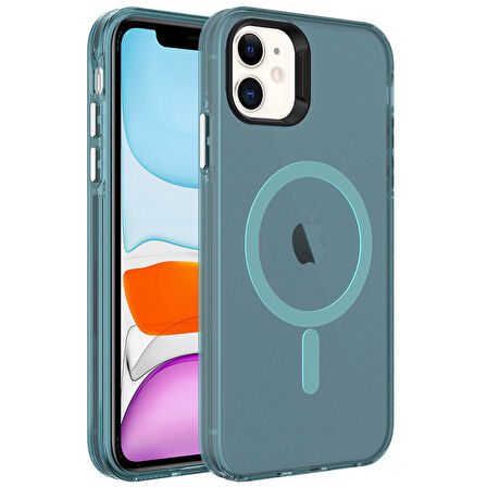 Apple Uyumlu iPhone 11 Kılıf  M-safe Şarj Özellikli Buzlu Transparan C-Pro Sert Kapak