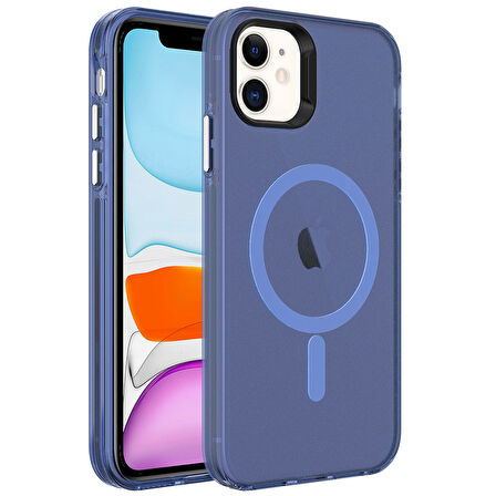 Apple Uyumlu iPhone 11 Kılıf  M-safe Şarj Özellikli Buzlu Transparan C-Pro Sert Kapak