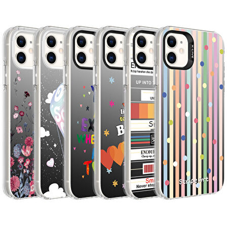 Apple Uyumlu iPhone 11 Kılıf Desenli  Silver Sert Kapak