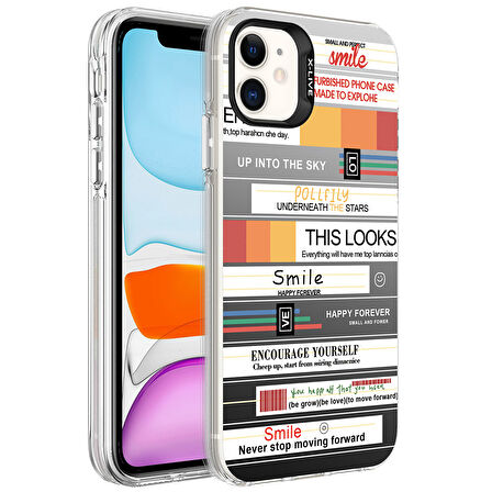 Apple Uyumlu iPhone 11 Kılıf Desenli  Silver Sert Kapak