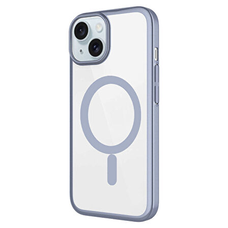 Apple iPhone 15 Kılıf Wireless Şarj Özellikli Sert PC  Mat Riksos M-safe Kapak