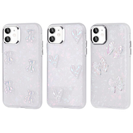 Apple Uyumlu iPhone 11 Kılıf Kabartma Figürlü Parlak  Eralli Silikon Kapak