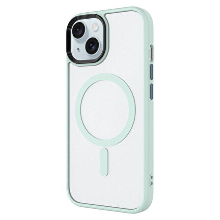 Apple iPhone 15 Kılıf Mat Arka Yüzey Wireless Şarj Özellikli  Flet M-safe Kapak