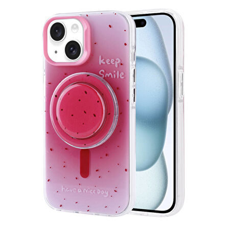 Apple iPhone 15 Kılıf M-safe Şarj Özellikli Tak-Çıkar Pop Soketli  Tiktok Kapak