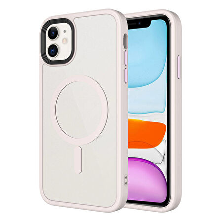 Apple iPhone 11 Kılıf Mat Arka Yüzey Wireless Şarj Özellikli  Flet M-safe Kapak