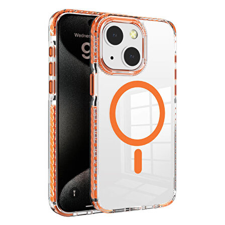 Apple iPhone 15 Kılıf M-safe Şarj Özellikli Airbagli Takılabilir Askı Aparatlı  Nana Kapak