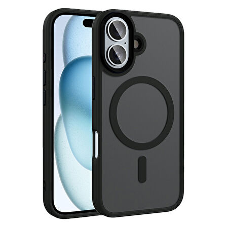 Apple iPhone 16 Plus Kılıf Mat Arka Yüzey Wireless Şarj Özellikli  Flet M-safe Kapak