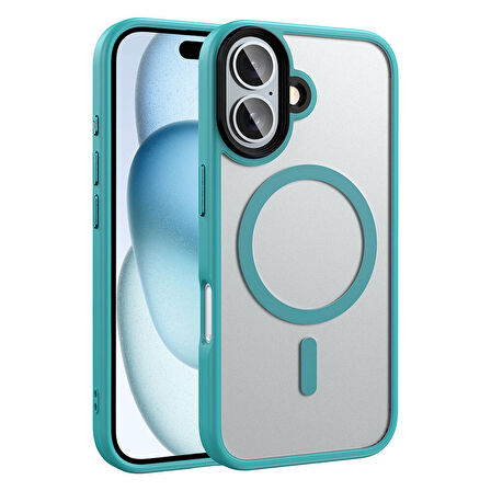 Apple iPhone 16 Plus Kılıf Mat Arka Yüzey Wireless Şarj Özellikli  Flet M-safe Kapak